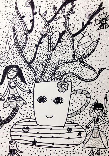 少儿书画作品-《水蒸气的美》/儿童书画作品《水蒸气的美》欣赏